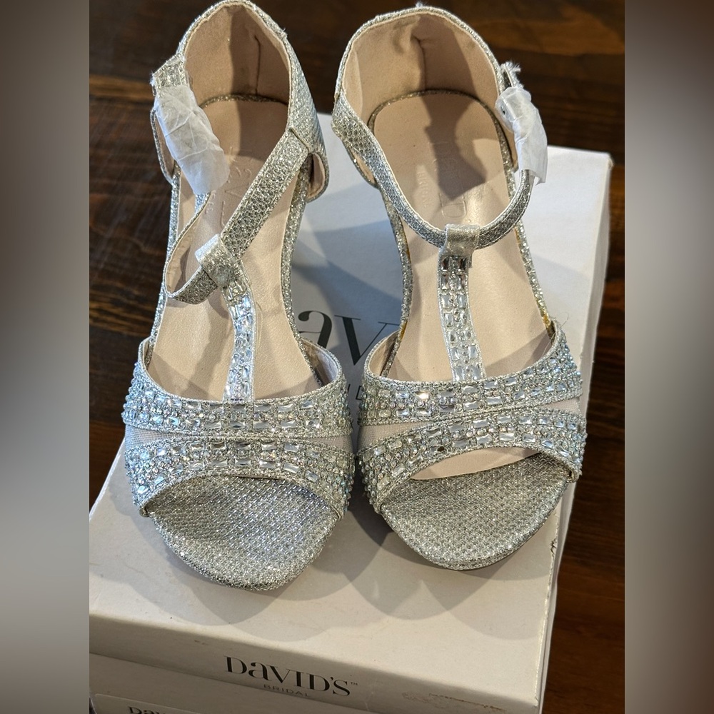Silver Strappy Heels Size 12